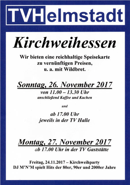 Kirchweihessen in der TV Halle