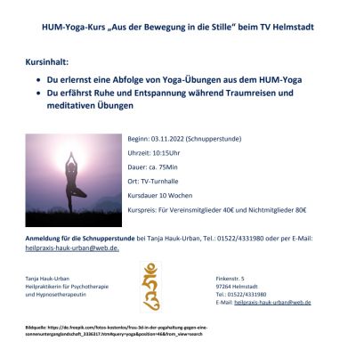 NEU beim TV Helmstadt: HUM-Yoga